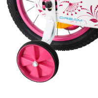 Велосипед 2-х колес. с доп. кол, цв.роз/бел, D16