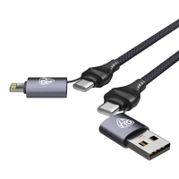 Кабель для зарядки Diverse 4в1 USB/iP/microUSB /Type-C, 1м,Быстрая зарядка 65W, тканевый, черный
