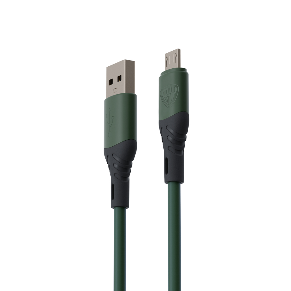 BY Кабель для зарядки Карнавал Micro USB, 1м, 2,4А, зеленый