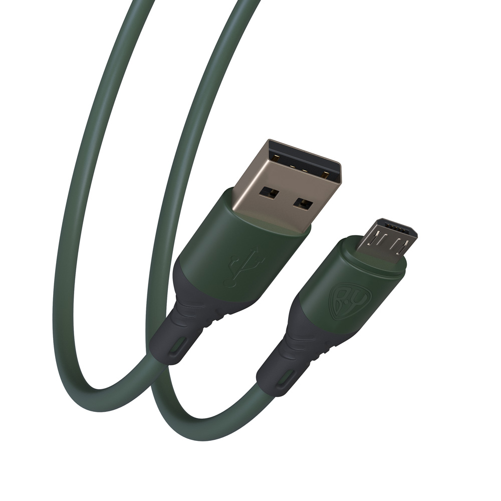 BY Кабель для зарядки Карнавал Micro USB, 1м, 2,4А, зеленый