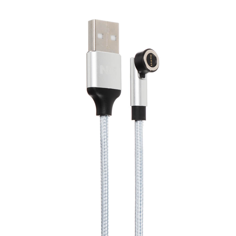 Кабель для зарядки магнитный поворотный 3 в 1, iP/Micro USB/Type-C, 1м, 2.4, тканевая оплетка