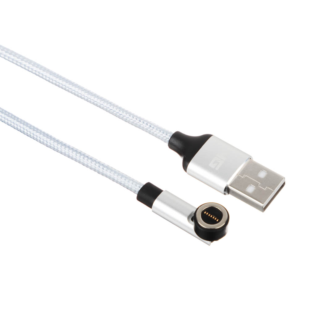 Кабель для зарядки магнитный поворотный 3 в 1, iP/Micro USB/Type-C, 1м, 2.4, тканевая оплетка