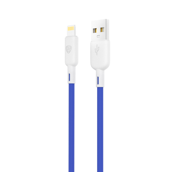 BY Кабель для зарядки Bright iP, 1м, Быстрая зарядка 2.4А, 12W, силикон, сине-серый