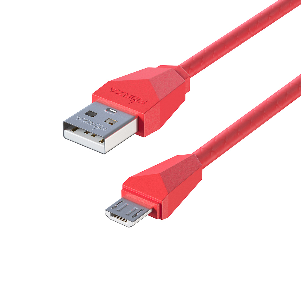 FORZA Кабель для зарядки Комфорт Micro USB, 1м, 1А, прорезиненный, 5 цветов, пакет