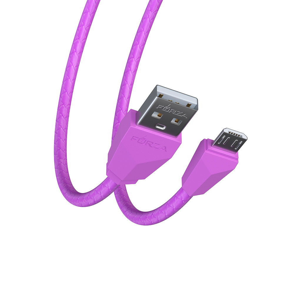 FORZA Кабель для зарядки Комфорт Micro USB, 1м, 1А, прорезиненный, 5 цветов, пакет