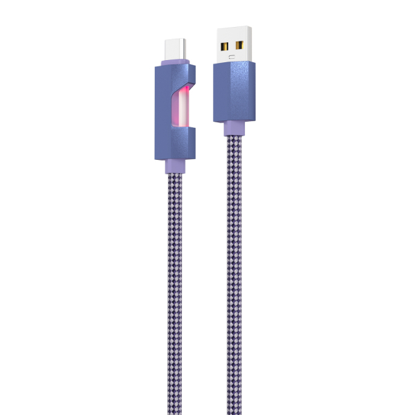 BY Кабель для зарядки Flow Type-C, 1м, Быстрая зарядка 3А, QC, PD 20W, тканевый, фиолетовый