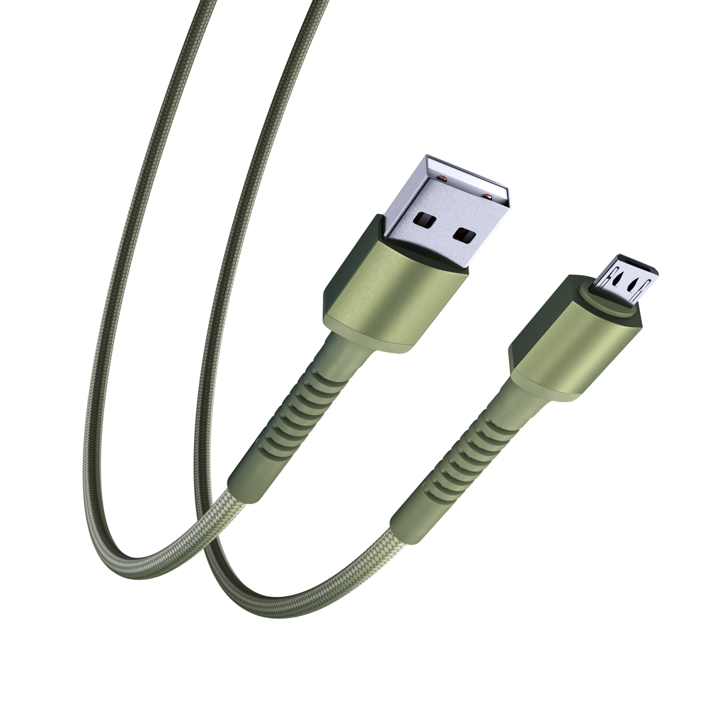 BY Кабель для зарядки XXL Micro USB, 2 м, 3А, Быстрая зарядка QC3.0, зеленый