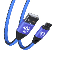 Кабель для зарядки Премиум Micro USB, 1м, 2А, кожаная оплётка, синий