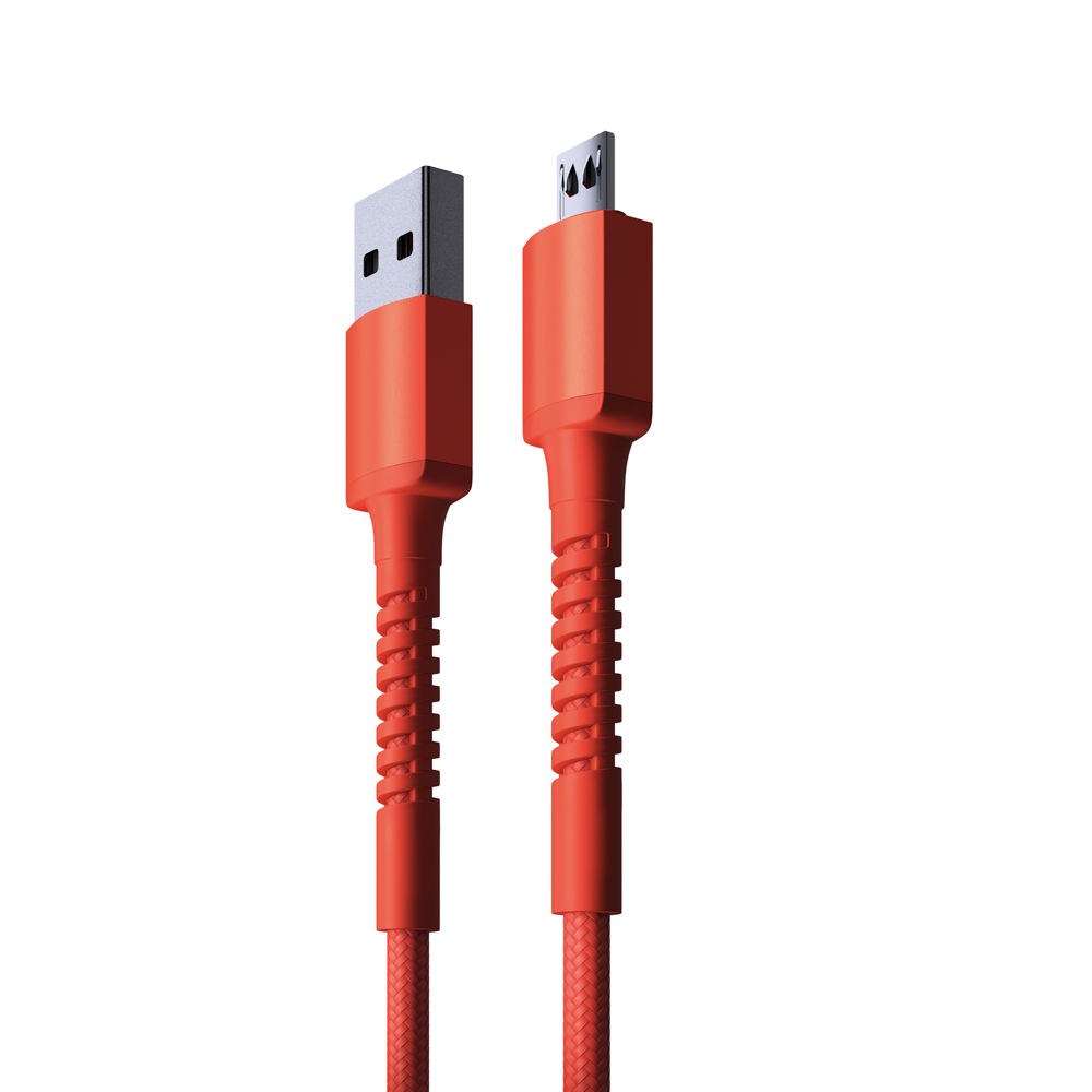 Кабель для зарядки XXL Micro USB, 2 м, 3А, Быстрая зарядка QC3.0, красный