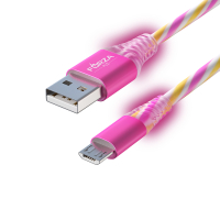 Кабель для зарядки Конфетти Micro USB, 1м, 1.5А, цветная подсветка, 3 цвета, пакет