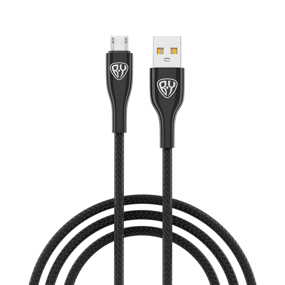 BY Кабель для зарядки Smart Micro USB, 1м, 3A, Быстрая зарядка QC 3.0, тканевая оплетка, черный