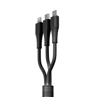 BY Кабель для зарядки 3 в 1 Классика iP/Micro USB/Type-C, 1м, 3A, черный