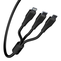 BY Кабель для зарядки 3 в 1 Классика iP/Micro USB/Type-C, 1м, 3A, черный