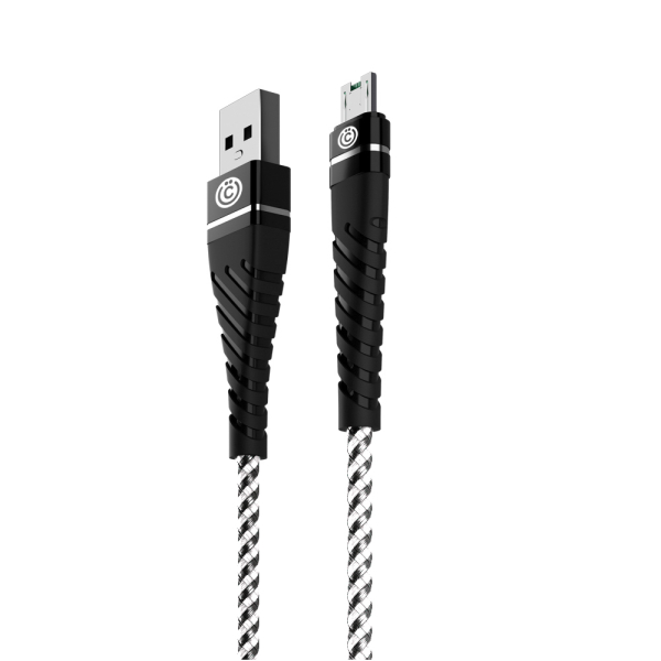 ВСЁГАЗИН Кабель для зарядки MicroUSB, 1м, 2.4А, Быстрая зарядка QC3.0, тканевая оплётка, черно-белый