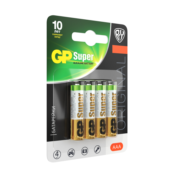 GP Super BY Original Батарейки 4шт, тип ААA, 24AGM-2CR4, BL