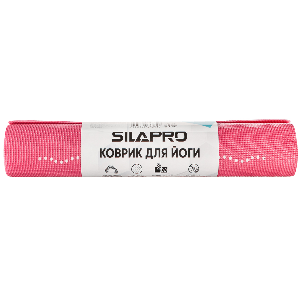 SILAPRO Коврик для йоги и фитнеса 61х173х0,4см, ПВХ, 4 цвета