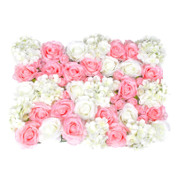 Изгородь цветочная, бело розовая пастель, пластик, полиэстер, 40х60см                     