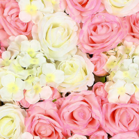 Изгородь цветочная, бело розовая пастель, пластик, полиэстер, 40х60см                     