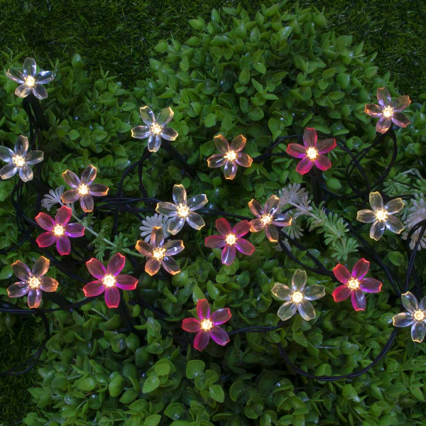 INBLOOM Гирлянда на солн. батарее, 25LED, 7м, шампань, 2 реж, сакура, ПВХ зел, 2V80mA, 1.2V600mAh