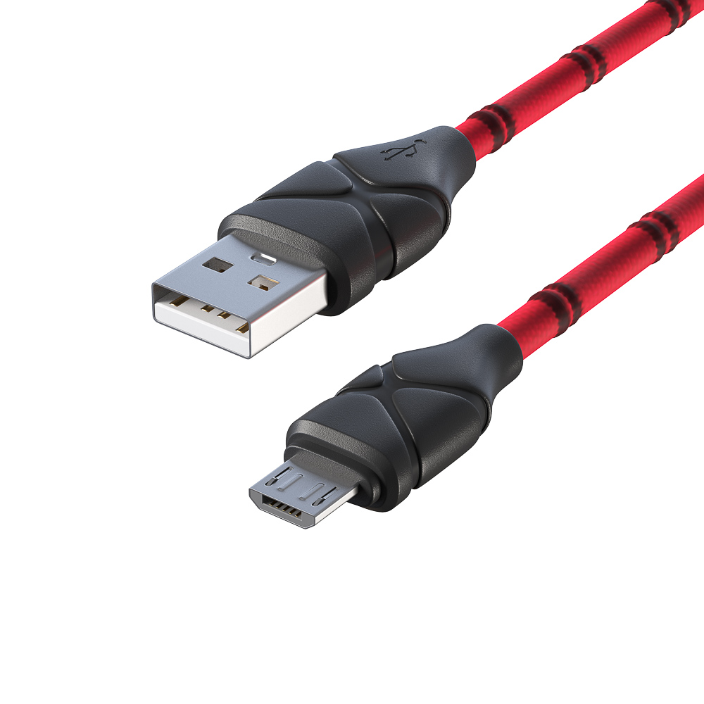 FORZA Кабель для зарядки Питон Micro USB, 1м, 2А, тканевая оплётка, 3 цвета, пакет