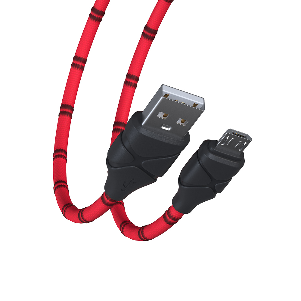 FORZA Кабель для зарядки Питон Micro USB, 1м, 2А, тканевая оплётка, 3 цвета, пакет