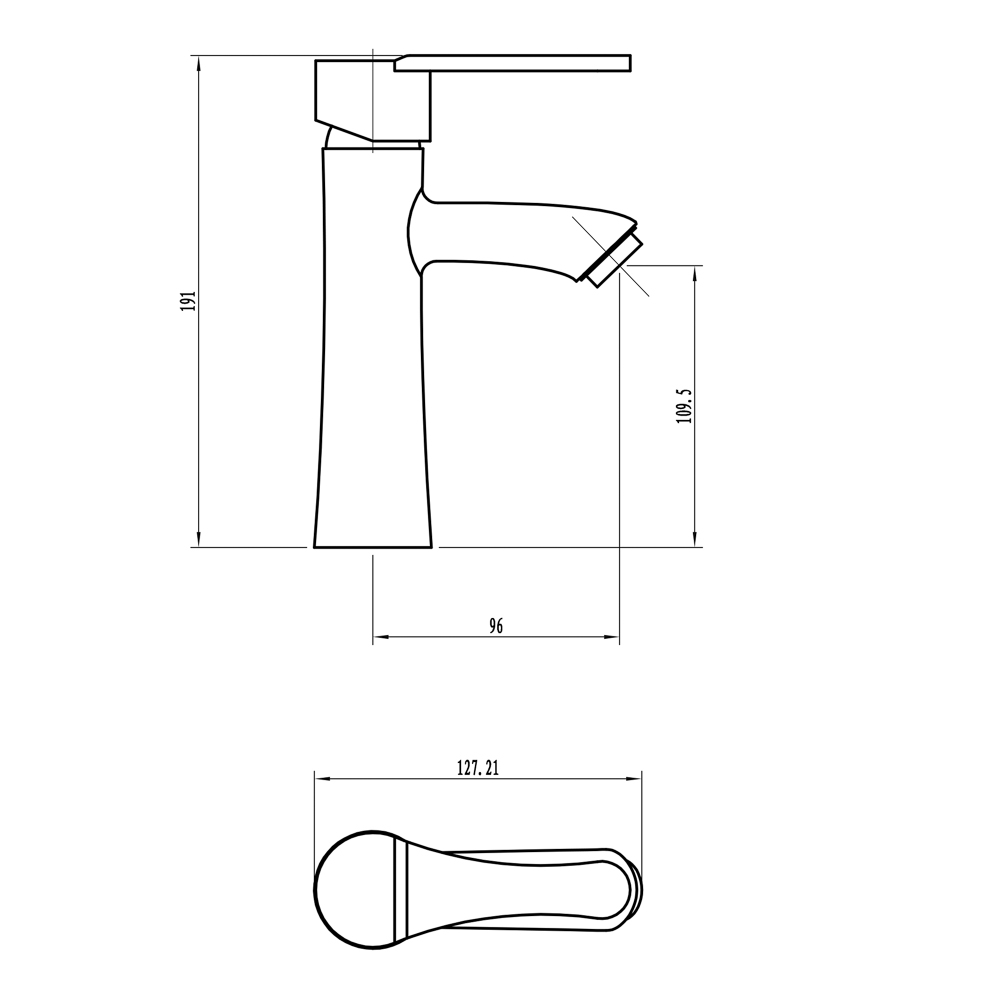 Смеситель для раковины, керам. картридж 35мм, хром, цинк, SK02-M127