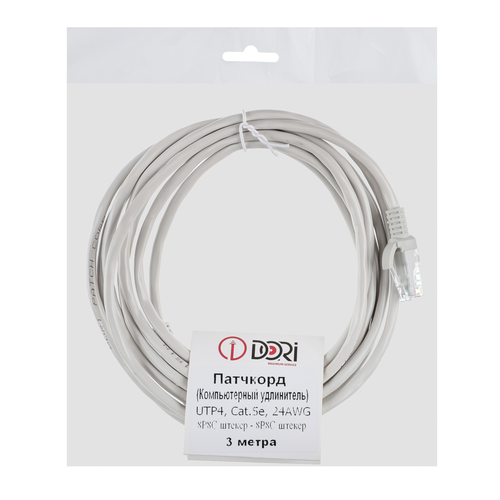 DORI Патч-корд UTP4 DORI cat5e, 24AWG, 3м