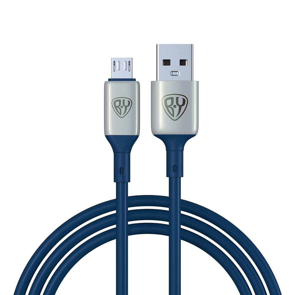 Кабель для зарядки Space Cable Pro Micro USB, 1м, Быстрая зарядка QC3.0, штекер металл, синий