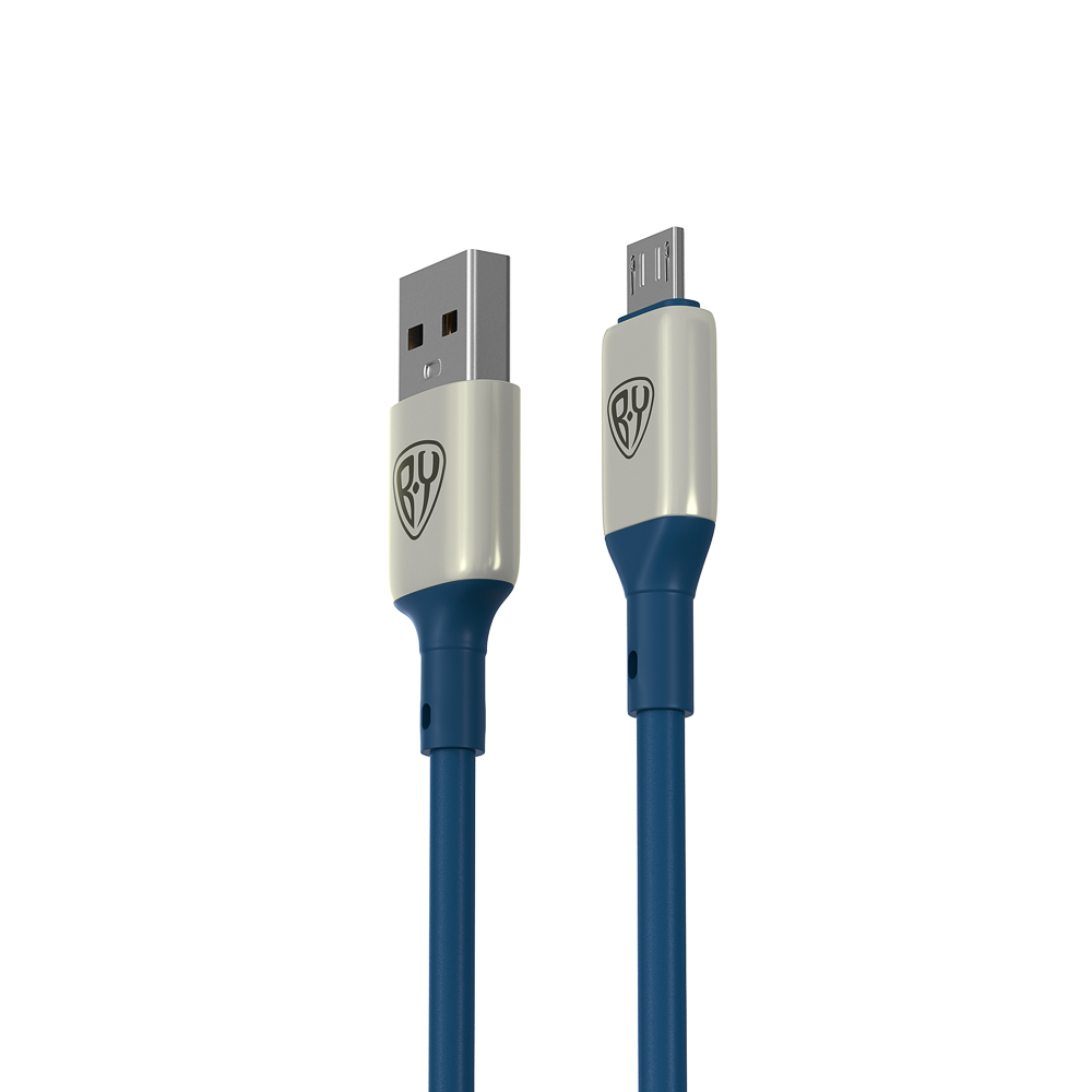 Кабель для зарядки Space Cable Pro Micro USB, 1м, Быстрая зарядка QC3.0, штекер металл, синий