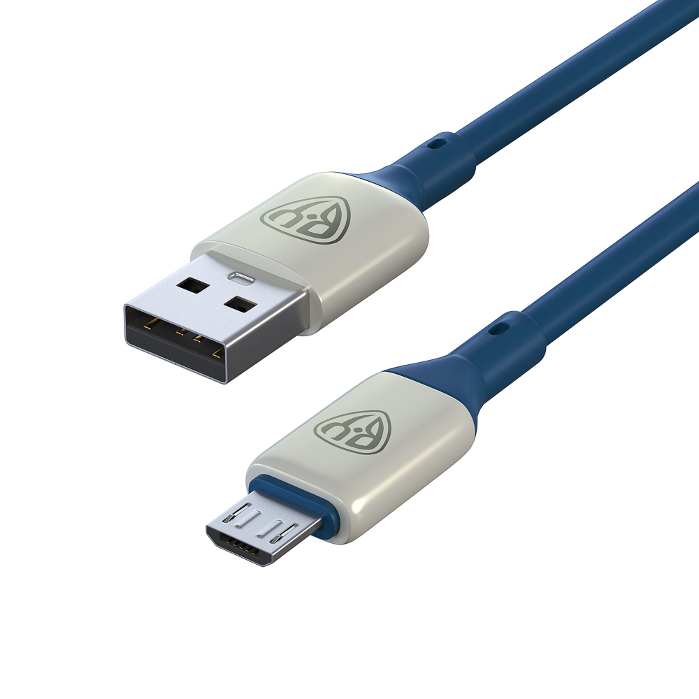 BY Кабель для зарядки Space Cable Pro Micro USB, 1м, Быстрая зарядка QC3.0, штекер металл, синий