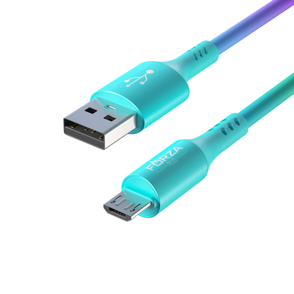 FORZA Кабель для зарядки Радуга Micro USB, 1м, 2А, тканевая оплётка, пакет