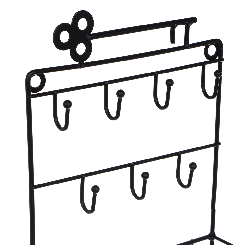 Ключница открытого типа на 7 крючков, 28х17,5 см, железо, цвет черный