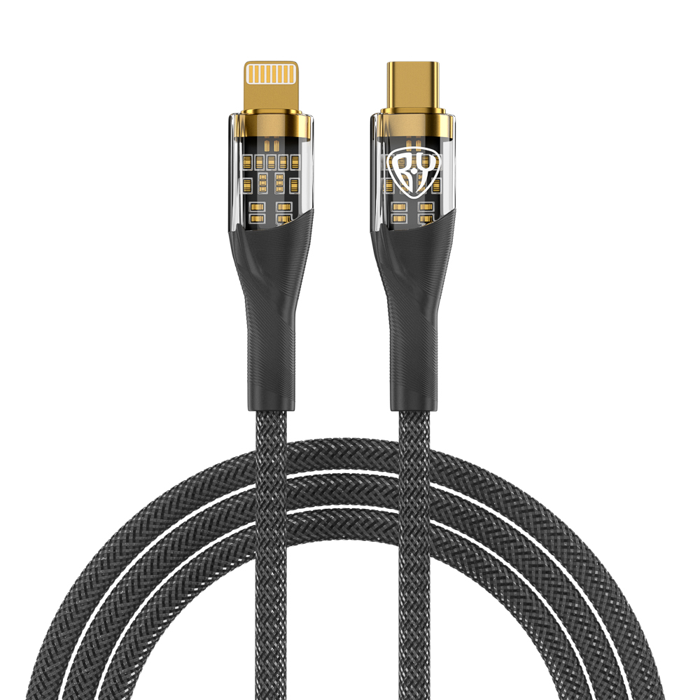 BY Кабель для зарядки Space Cable Techno Type-C-iP, 1 м, 2.4А, Быстрая зарядка 22W, черный