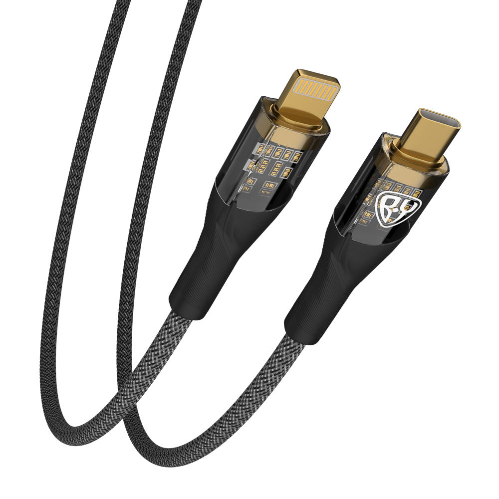 BY Кабель для зарядки Space Cable Techno Type-C-iP, 1 м, 2.4А, Быстрая зарядка 22W, черный