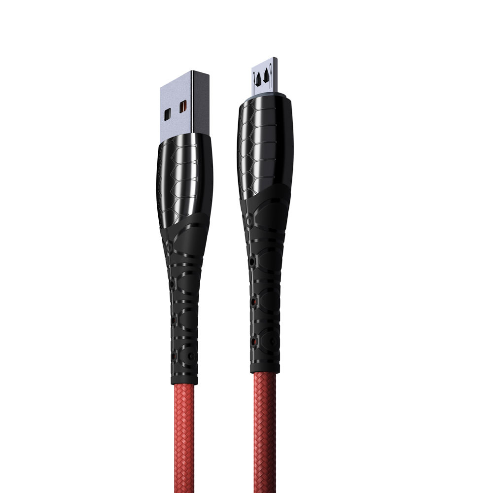 BY Кабель для зарядки Богатырь Micro USB, 1м, Быстрая зарядка QC3.0, штекер металл, красный