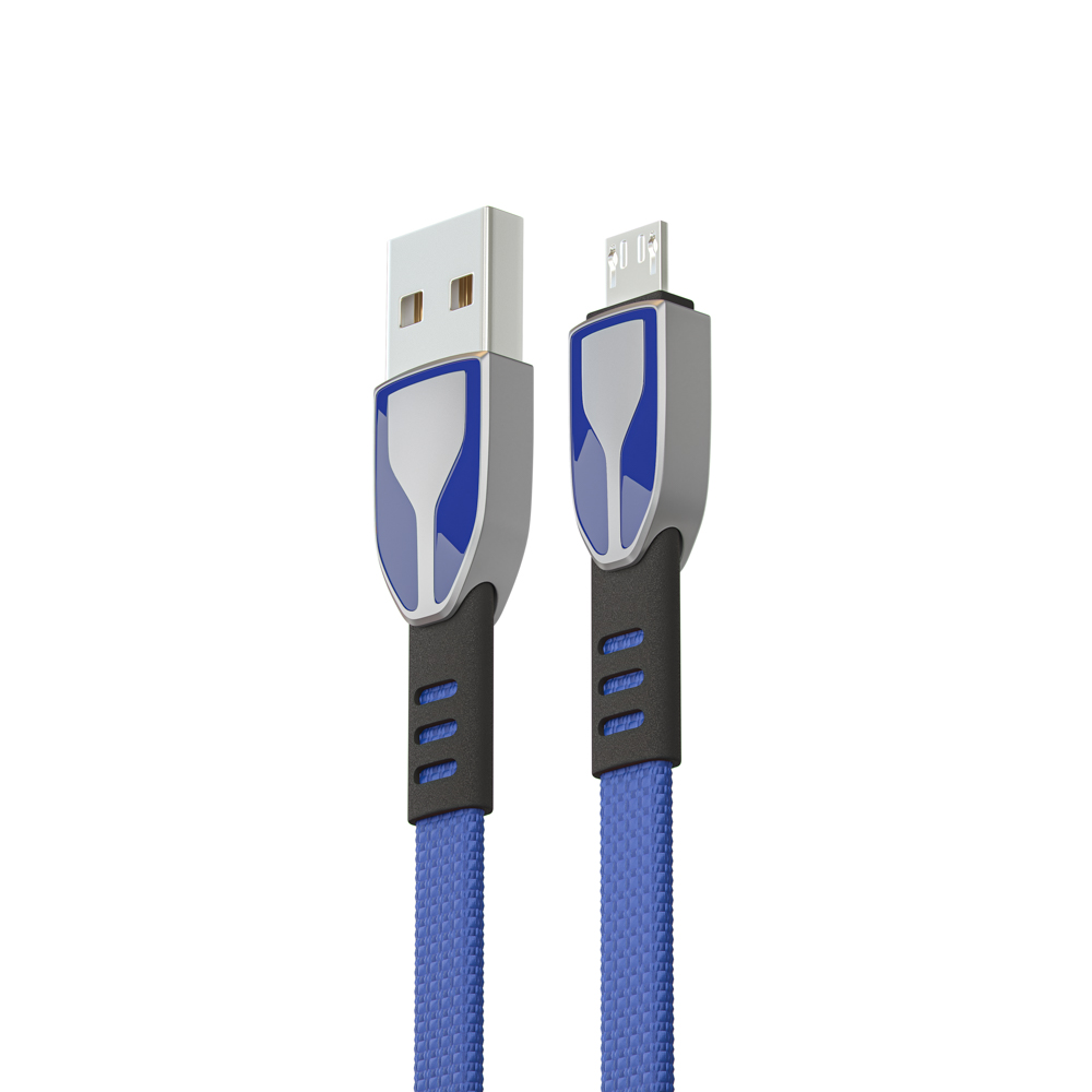 BY Кабель для зарядки Графика Micro USB, 1м, Быстрая зарядка QC3.0, штекер металл, синий