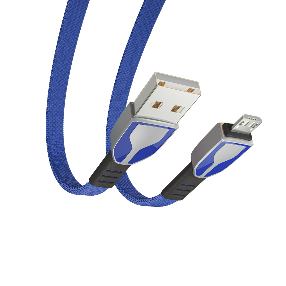 BY Кабель для зарядки Графика Micro USB, 1м, Быстрая зарядка QC3.0, штекер металл, синий