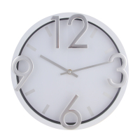 Часы настенные круглые, пластик, d30 см, 1xAA, цвет белый, арт.06-19