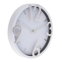 Часы настенные круглые, пластик, d30 см, 1xAA, цвет белый, арт.06-19