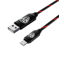 Кабель для зарядки Армированный Micro USB, 1м, 3А, Быстрая  зарядка QC3.0, LED подсветка красная