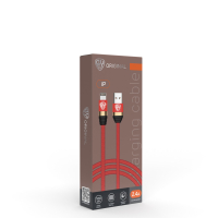 Кабель для зарядки Элегант iP, 1м, 2.4А, тканевая оплётка, красный