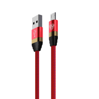 Кабель для зарядки Элегант Micro USB, 1м, 3А, быстрая зарядка QC3.0, тканевая оплётка, красный
