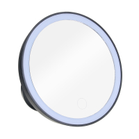 Зеркало с LED-подсветкой, 4xAAA, USB-провод, пластик, стекло, d15см