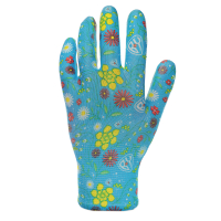 Перчатки садовые с нитриловым полуобливом, полиэстер, 9 размер, 23см, 31г, цветные