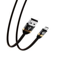 Кабель для зарядки Элегант Micro USB, 1м, 3А, быстрая зарядка QC3.0, тканевая оплётка, черный