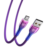 BY Кабель для зарядки Jam microUSB, 1м, Быстрая зарядка 3А, QC, PD 20W, тканевый, фиолетовый