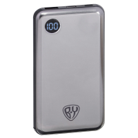 Аккумулятор мобильный, 10000 мАч, USB+Type-C, Быстрая зарядка QC3.0+PD, 3А, дисплей, металлик