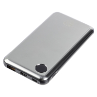 Аккумулятор мобильный, 10000 мАч, USB+Type-C, Быстрая зарядка QC3.0+PD, 3А, дисплей, металлик