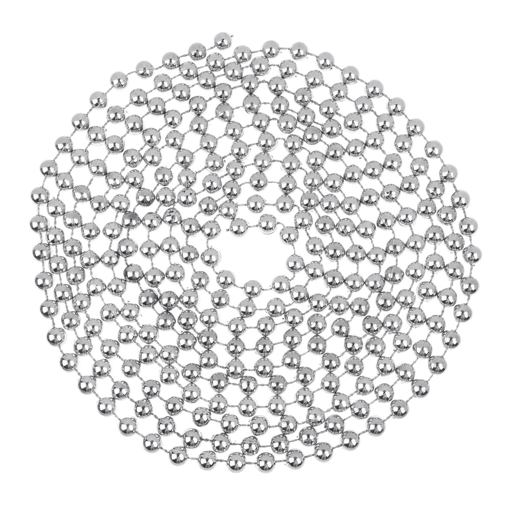 СНОУ БУМ Бусы декоративные, 8м, d7мм, пластик, цвет серебро (VS)