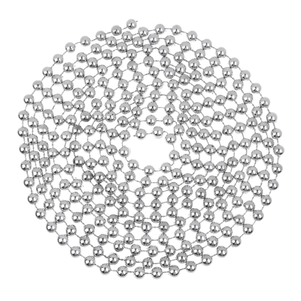 СНОУ БУМ Бусы декоративные, 8м, d7мм, пластик, цвет серебро (VS)